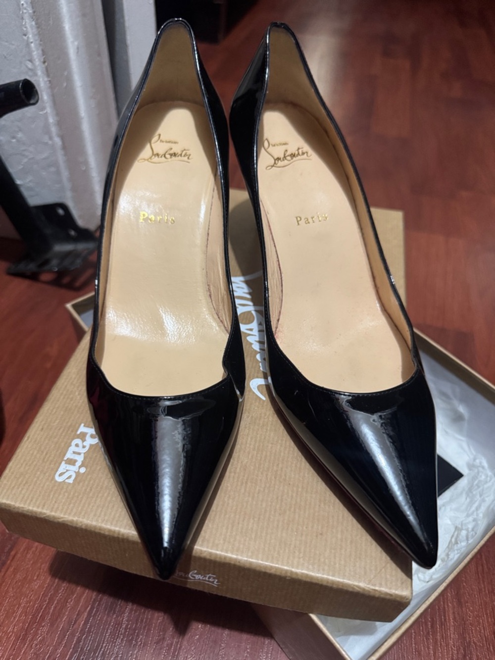 Christian Louboutin Black Patent Pointed Toe Pumps - Classic Stiletto